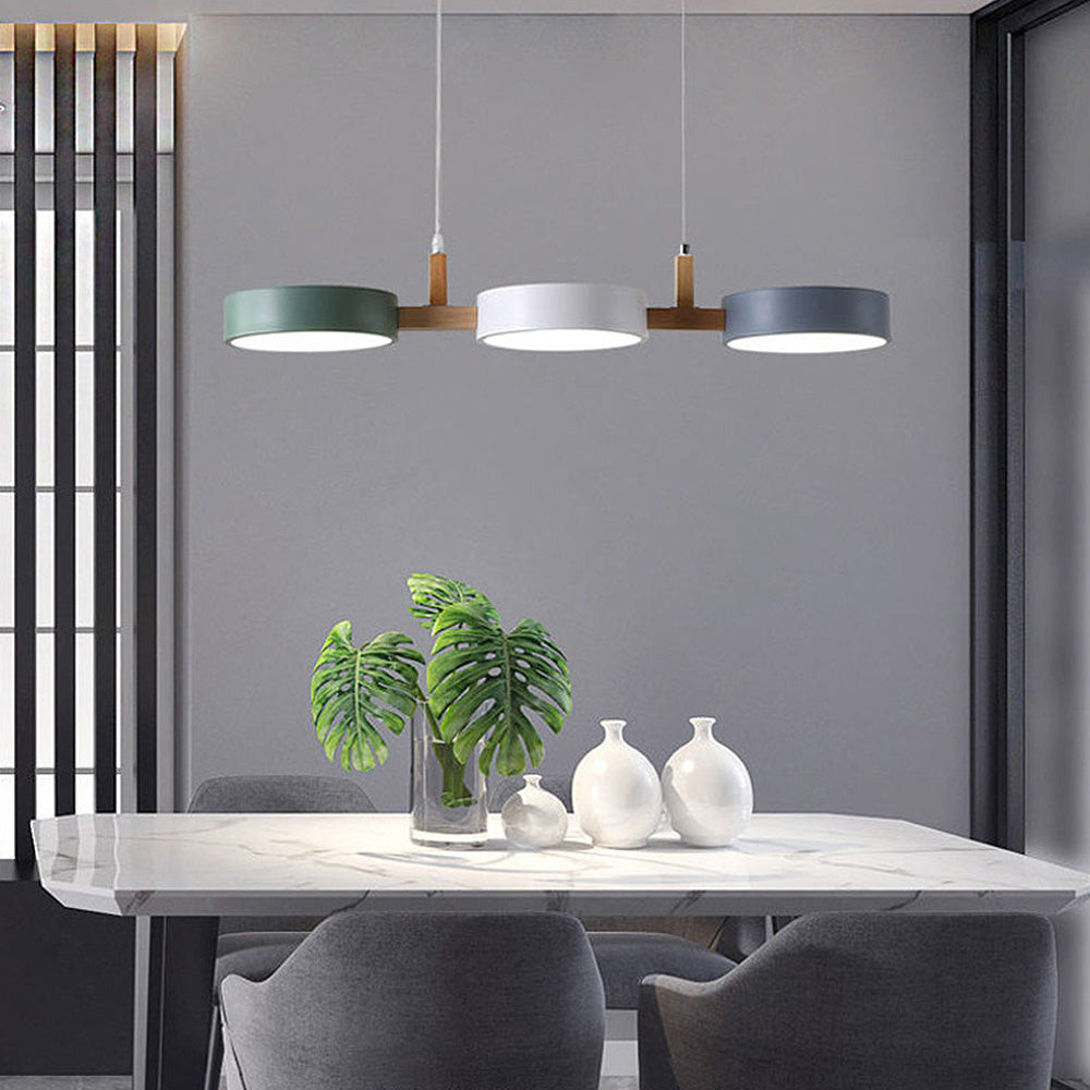 Nordura Hanglamp – Scandinavisch Cilindervormig Design met Meerdere LED-Lichtpunten & Houten Accenten