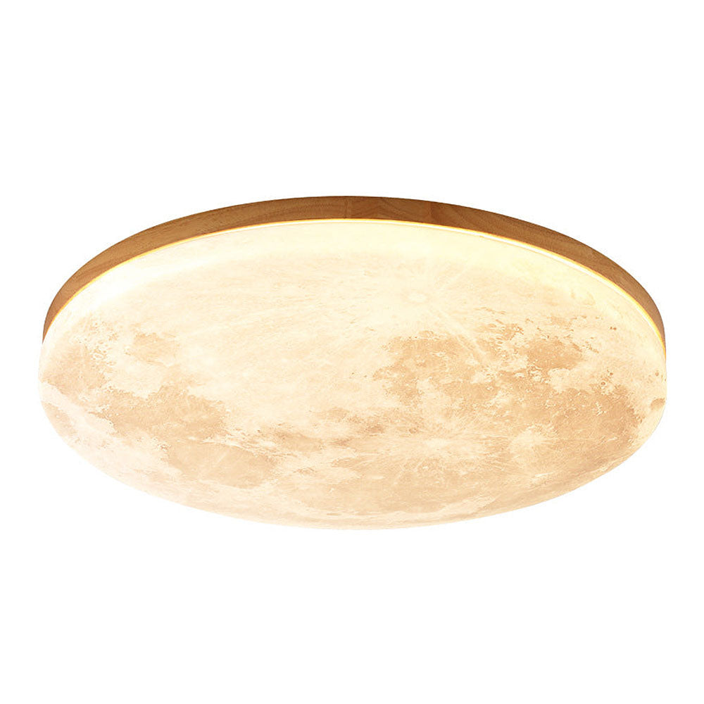 Lunaro Plafondlamp – Modern Rond Design van Massief Hout met Warme LED-Verlichting