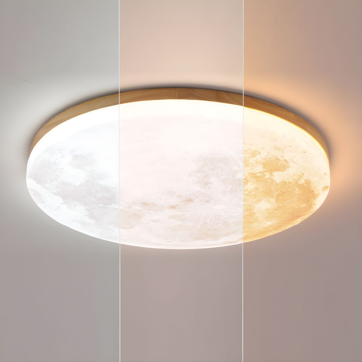 Lunaro Plafondlamp – Modern Rond Design van Massief Hout met Warme LED-Verlichting