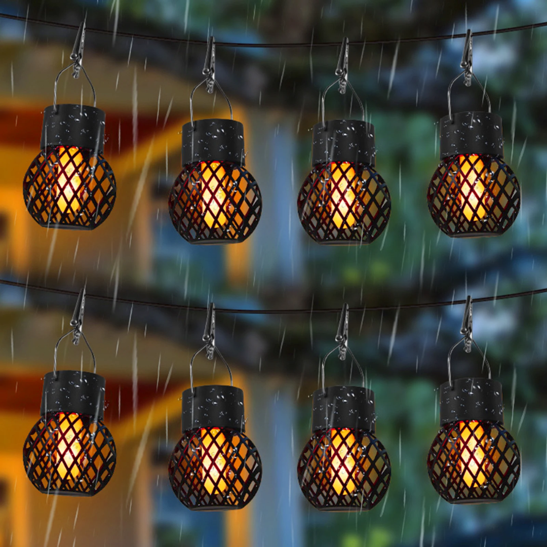 Solira – Hangende Lantaarn 4-Pack Zonne-energie & Vlameffect – Tuin & Balkon VestraGear