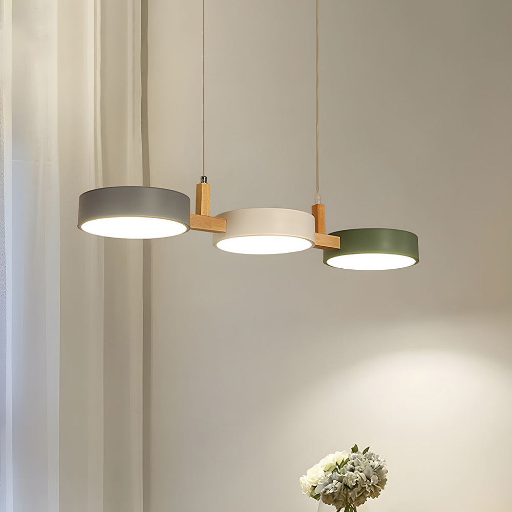 Nordura Hanglamp – Scandinavisch Cilindervormig Design met Meerdere LED-Lichtpunten & Houten Accenten