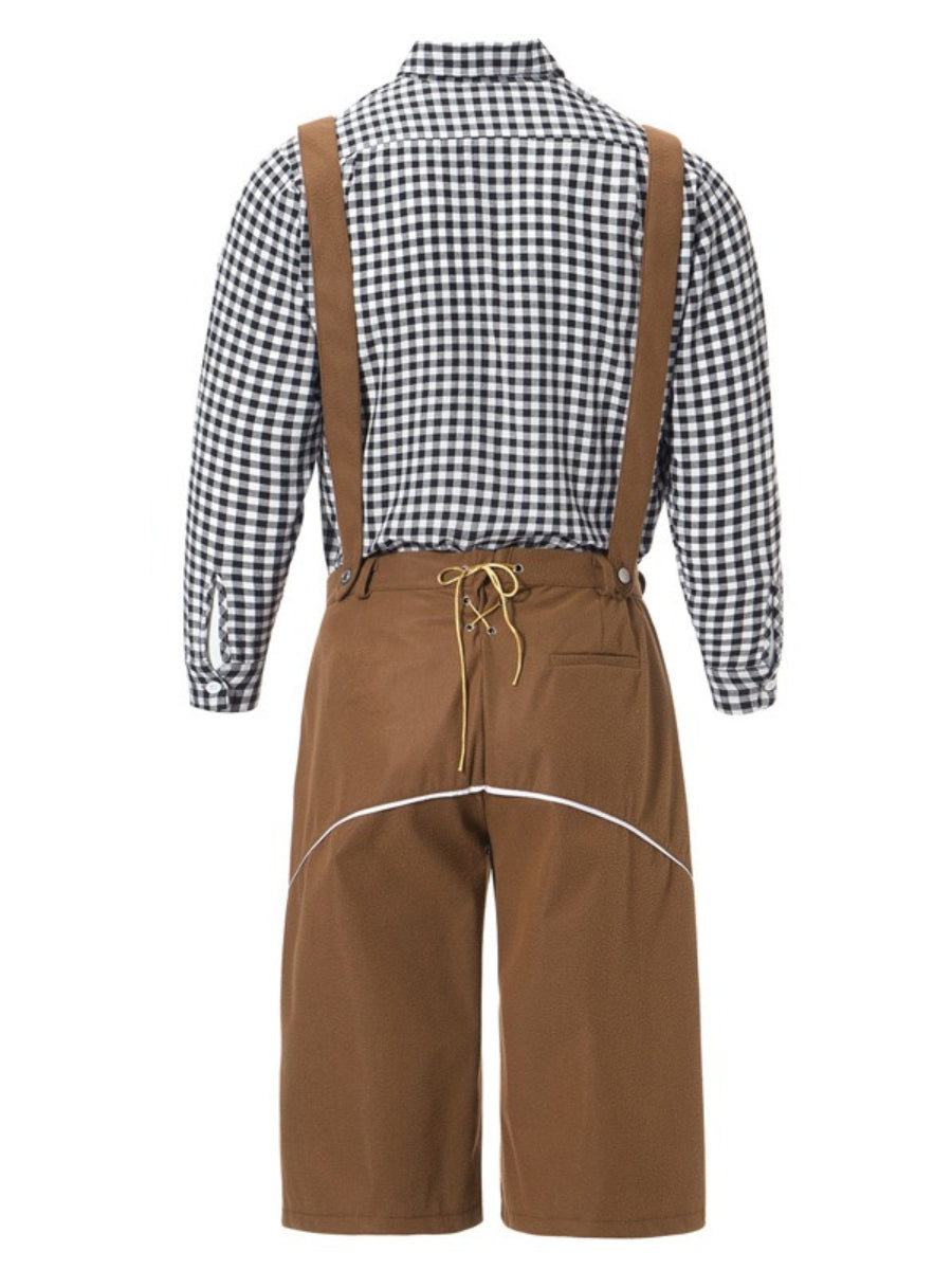 AlpenKraft – Lederhosen Kostuumset met Geruit Overhemd – Jouw Oktoberfest Essential