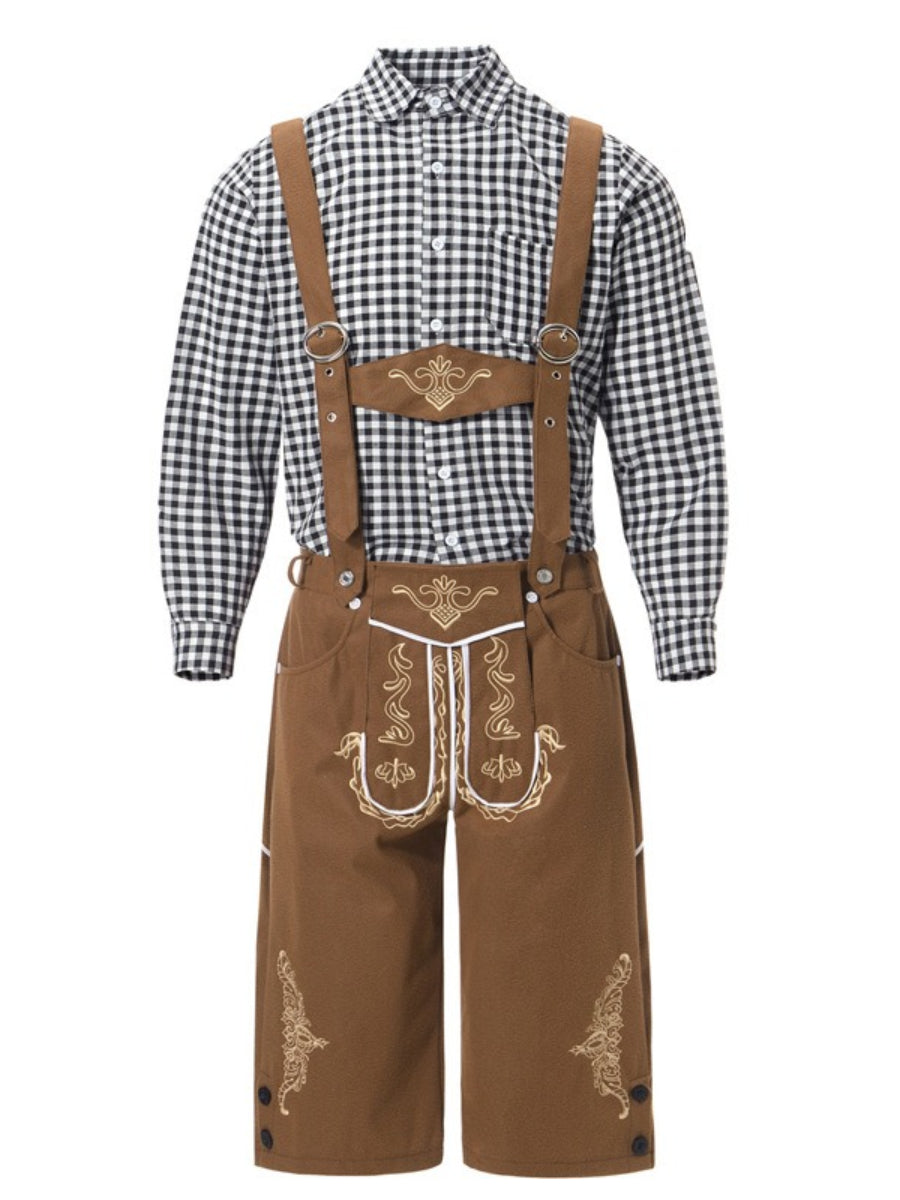 AlpenKraft – Lederhosen Kostuumset met Geruit Overhemd – Jouw Oktoberfest Essential