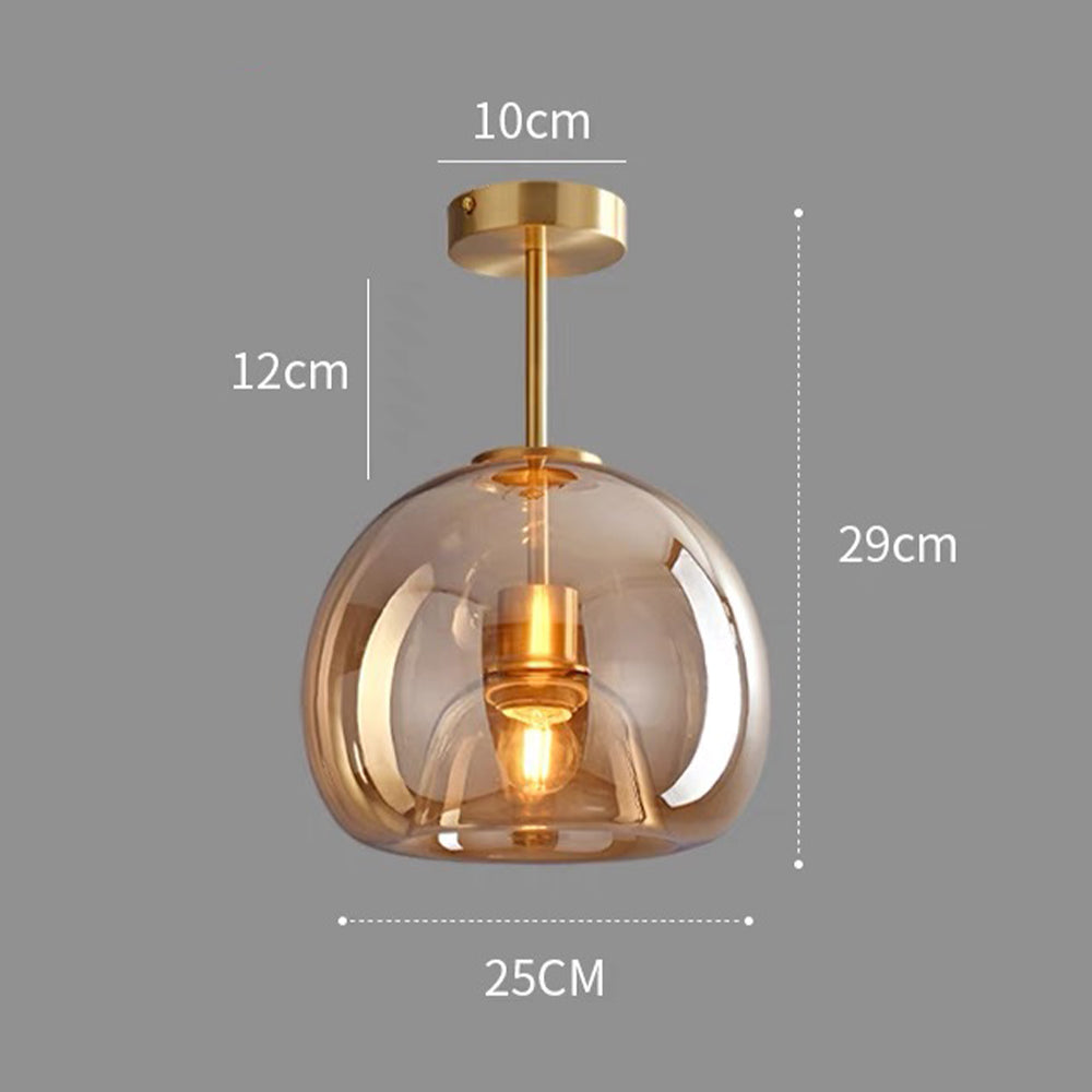 Valtaro Plafondlamp – Koperen plafondlamp met glazen kap en retro-modern design