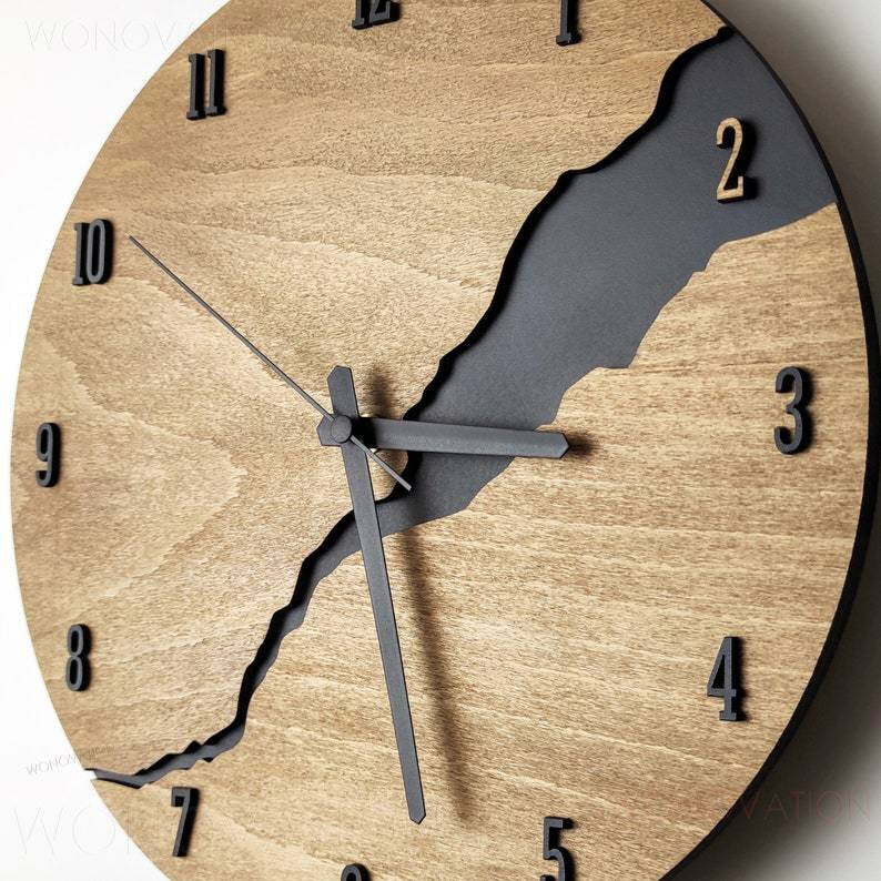 WoodAura – Houten Wandklok Minimalistisch Design – Moderne Woondecoratie