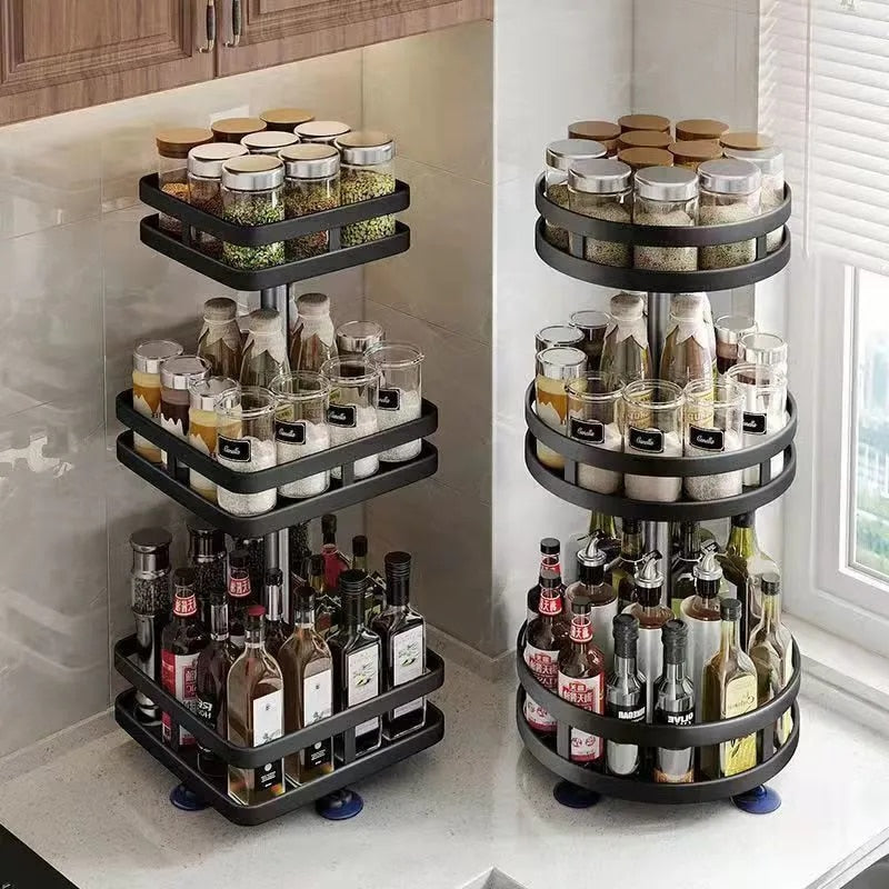 ErgoPlanner Kruidenrek – 360° Draaiend Metalen Organizer met Meerdere Lagen voor een Opgeruimde Keuken