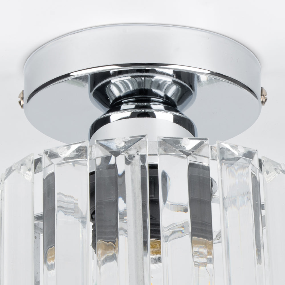 Montaro Plafondlamp – Zwarte plafondlamp met kristallen kap en messing accenten