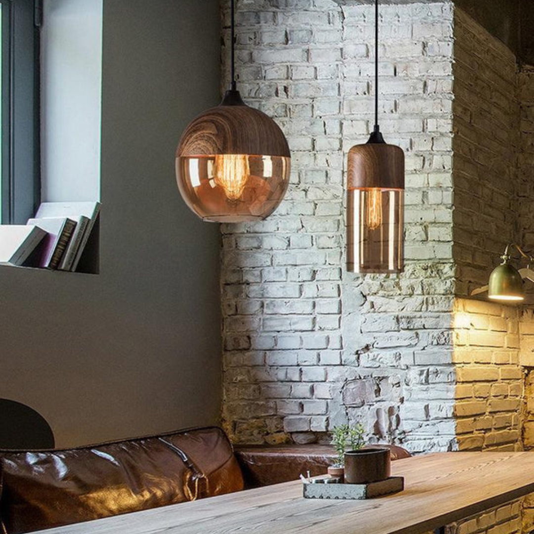 Lunora – Scandinavische plafondlamp hout & glas – modern en sfeervol