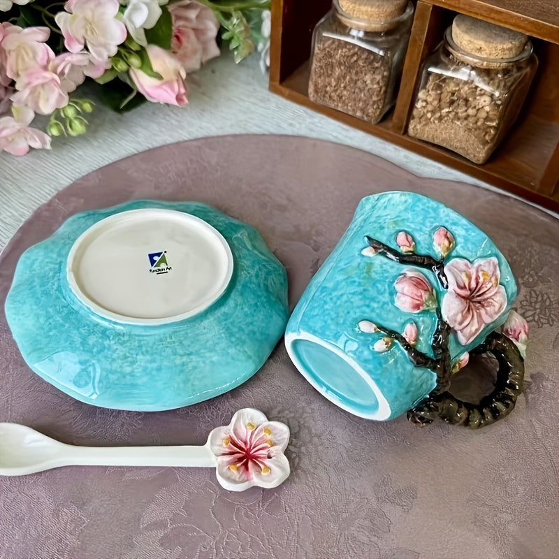 ArtSip Keramische Kop & Schotel Set – Handgeschilderd 3D Design geïnspireerd op Van Gogh Vestragear