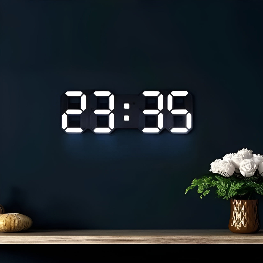 Nyvox – Moderne 3D LED digitale wandklok – Design klok voor interieur