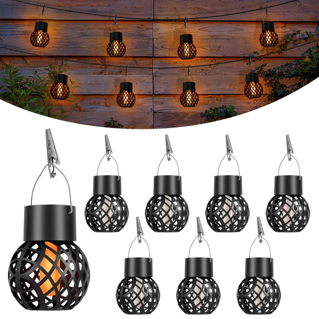 Solira – Hangende Lantaarn 4-Pack Zonne-energie & Vlameffect – Tuin & Balkon VestraGear