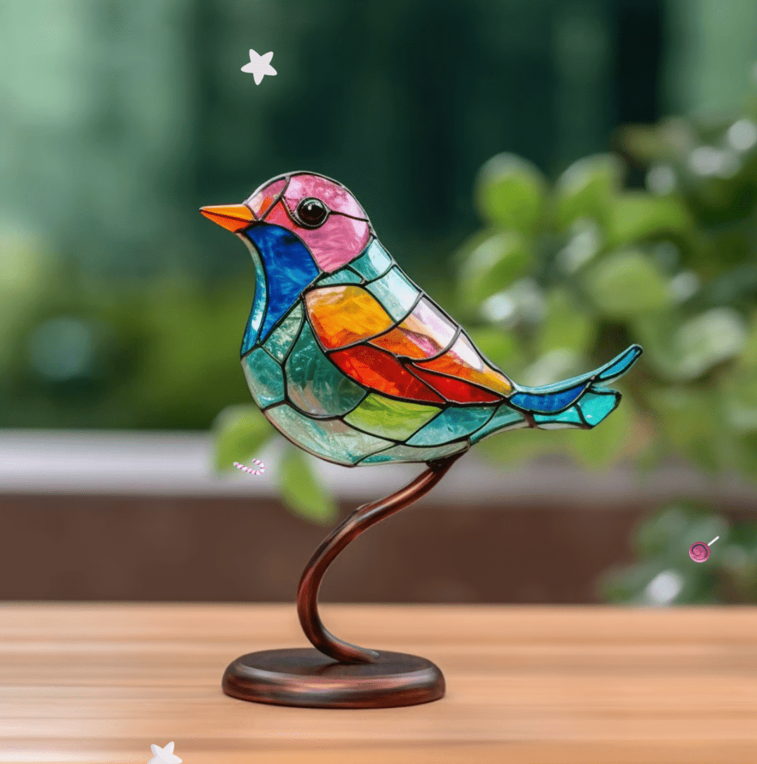 Glas-in-lood Vogel Decoratie – Kleurrijke Raamdecoratie voor Interieur