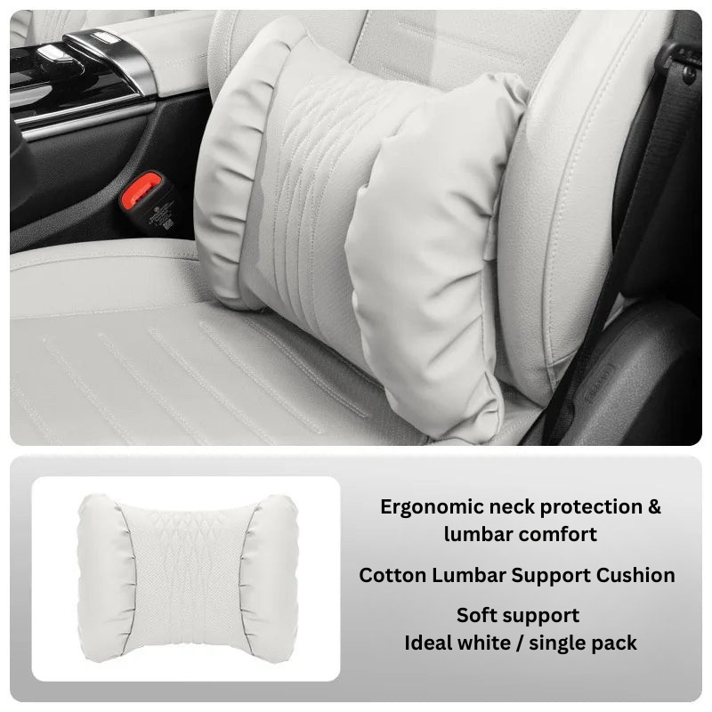 Hoofdsteun & Lendensteun Auto – Nappa-Look PU, Zachte Vulling & 2-Delige Set