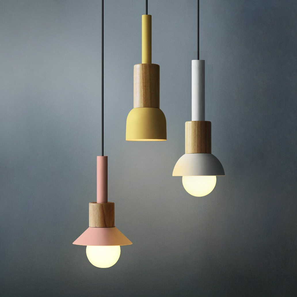 Novaro Hanglamp van Metaal & Hout – Kleurrijk Design met Verstelbaar Snoer