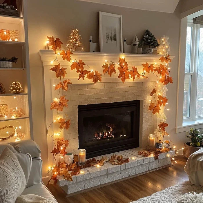 Lighted Garland With Berries and Leaves – Fairy Light Strand in Five Styles Tevako