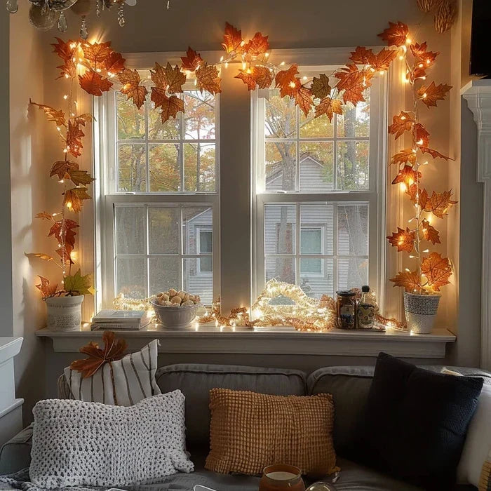Lighted Garland With Berries and Leaves – Fairy Light Strand in Five Styles Tevako