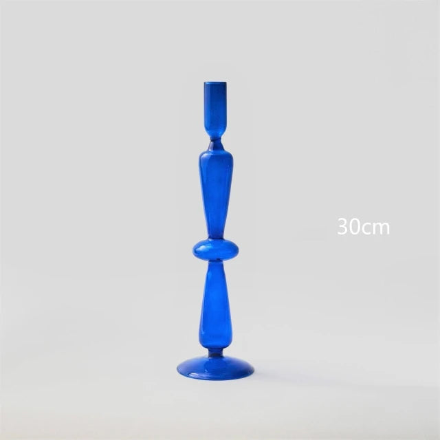 Lumivida Glazen Kandelaar – Handgeblazen Borosilicaat in Kobaltblauw