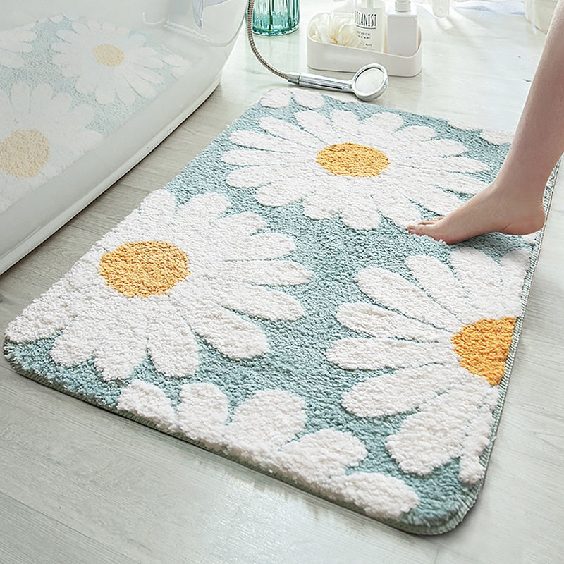 Floriva Badmat – Ovaal Polyester met Bloemdesign, Zacht & Antislip