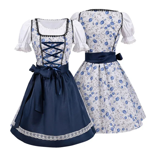 AlpenLiebe – Katoenen Midi-Dirndl met Schort – Elegant & Traditioneel