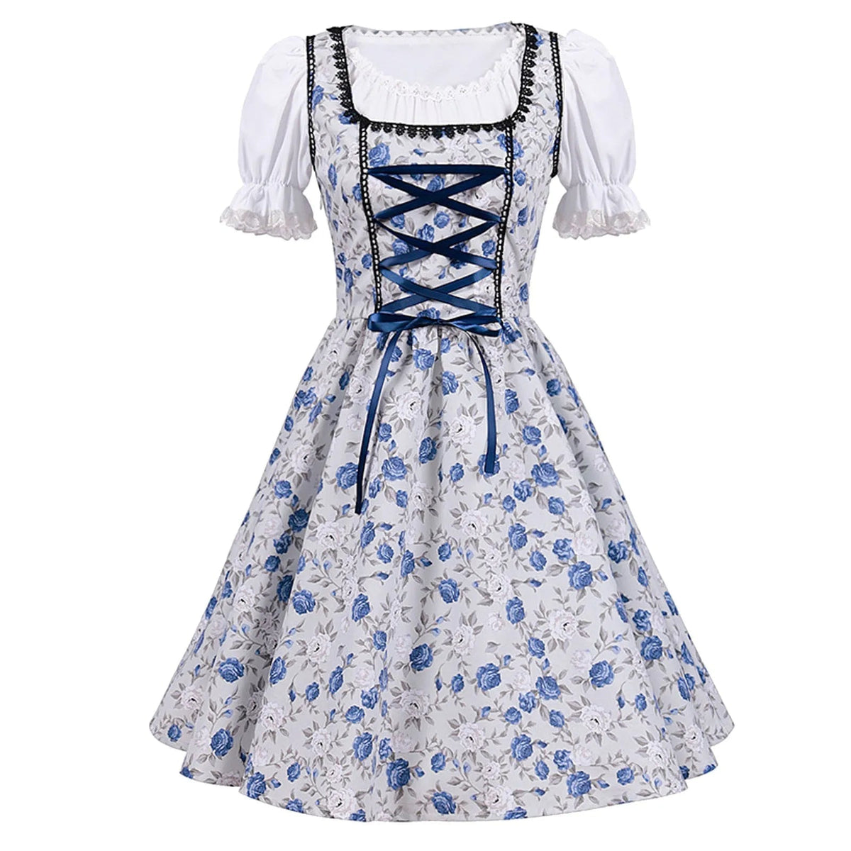 AlpenLiebe – Katoenen Midi-Dirndl met Schort – Elegant & Traditioneel
