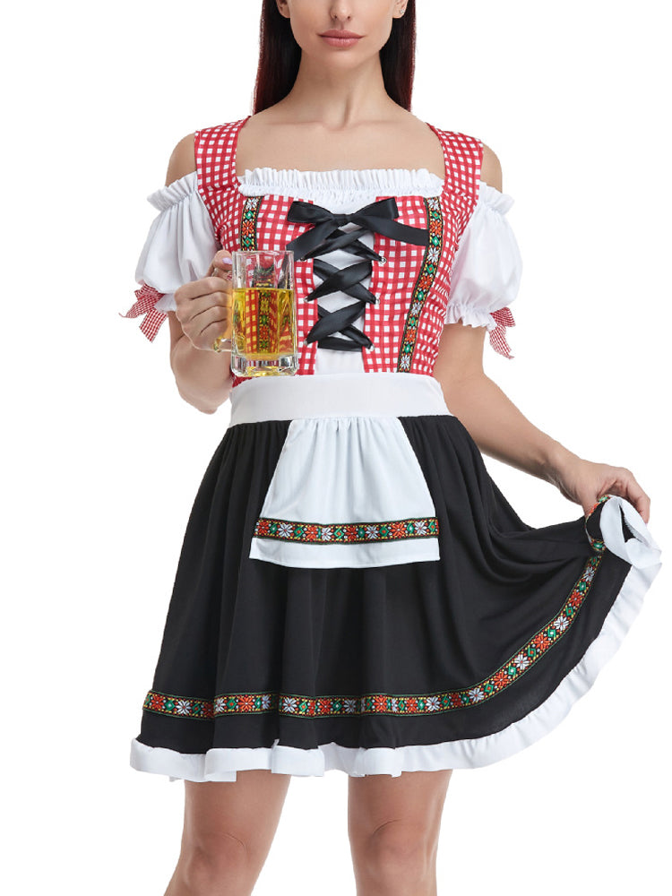 HerzLieb – Dames Dirndl-Set Katoen met Blouse & Schort – Traditioneel & Elegant