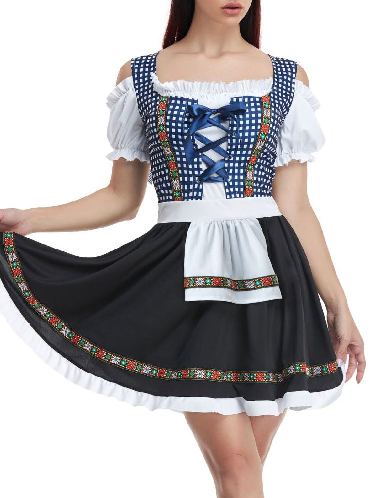 HerzLieb – Dames Dirndl-Set Katoen met Blouse & Schort – Traditioneel & Elegant