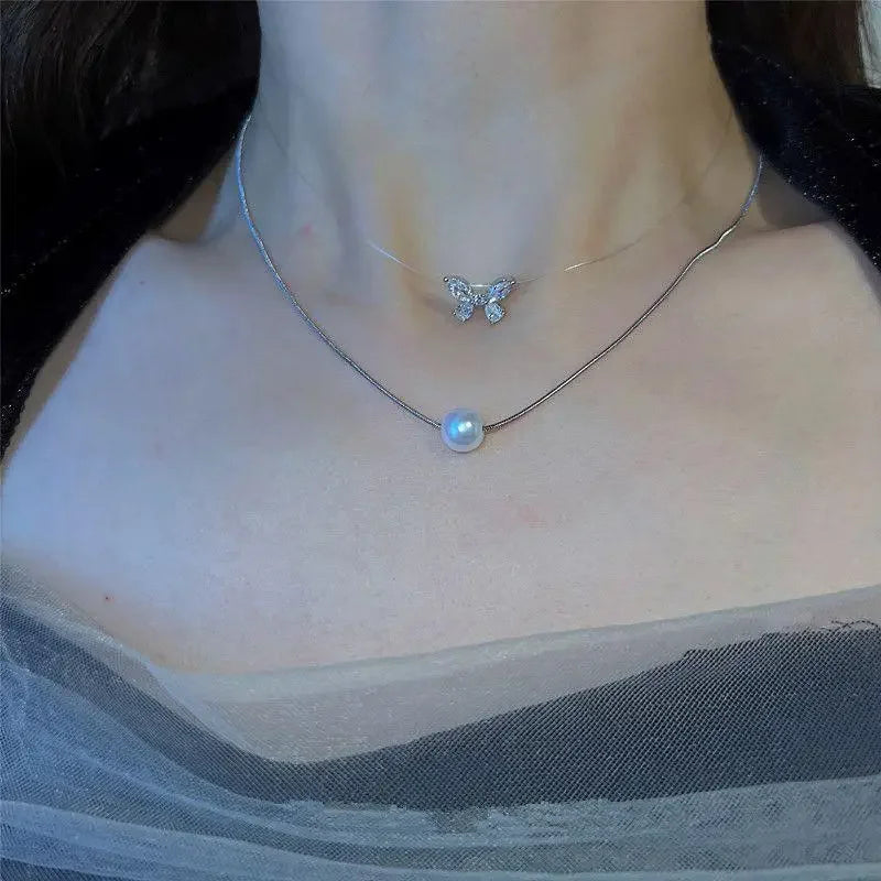 Aureline Parel Choker – Verstelbare Champagnekleurige Ketting met Parelaccenten