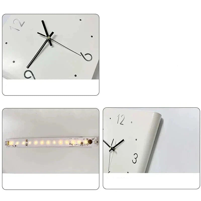 Lumora – Vierkante wandklok met licht & stil uurwerk – modern design