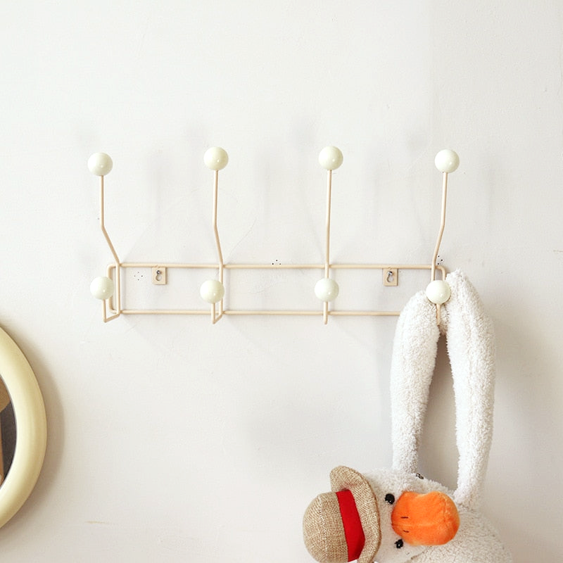 Lunvero Wandkapstok Mid-Century Stijl met Dubbele Haken in Geel, Groen of Wit