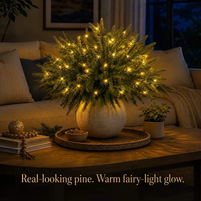 Lighted Norfolk Pine Branches – Evergreen Vase Stems with Warm Twinkle Lights Tevako
