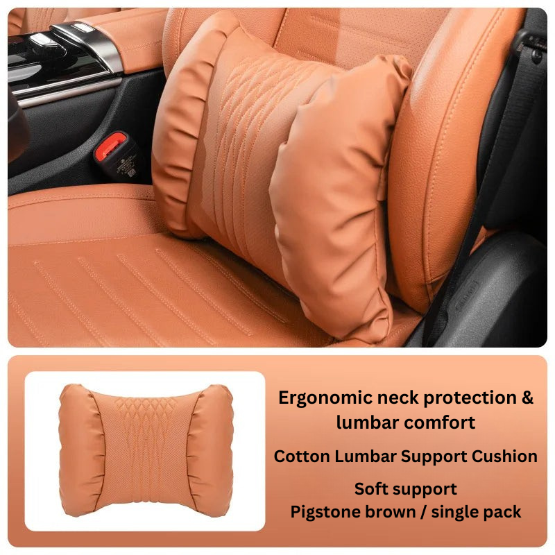 Hoofdsteun & Lendensteun Auto – Nappa-Look PU, Zachte Vulling & 2-Delige Set