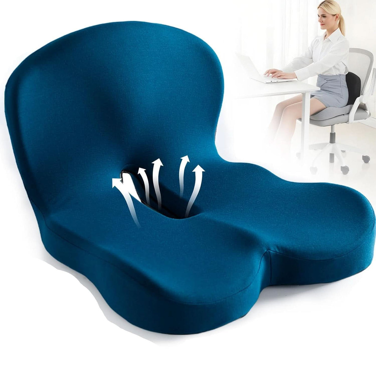 Ergonomisch Zitkussen – Memory Foam met Antislip Basis & Afneembare Hoes
