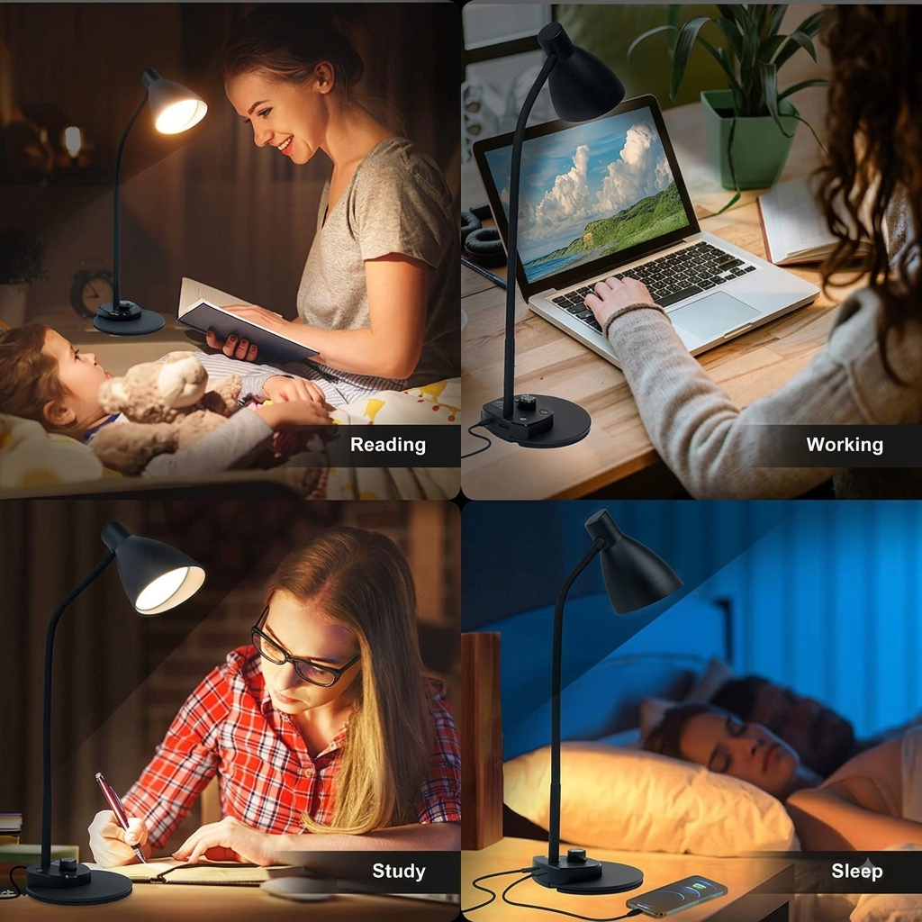 LED Bureaulamp – Dubbele Lamp, 5 Lichtkleuren & Dimbaar Vestragear