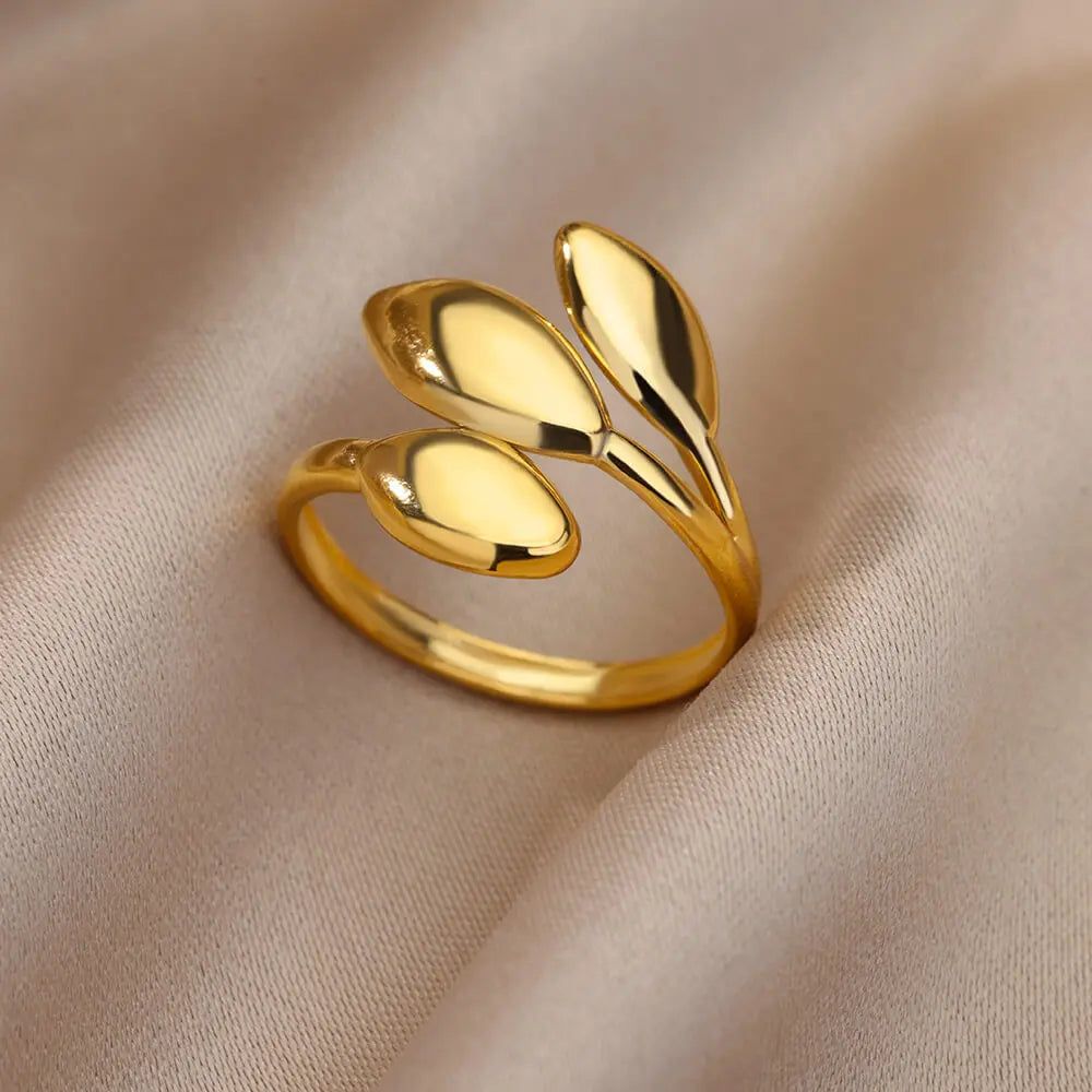 Varelia Geometrische Ring – Champagnekleurige Roestvrijstalen Openingsring