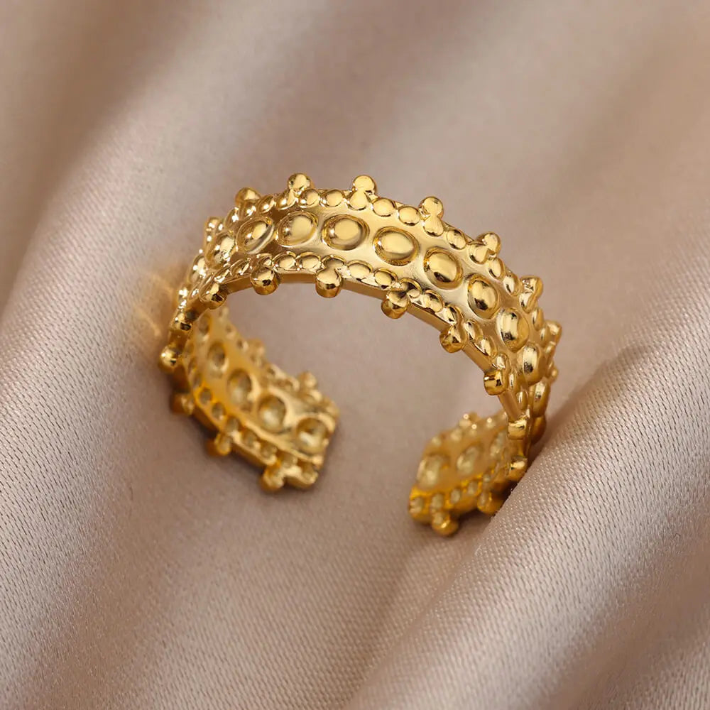 Varelia Geometrische Ring – Champagnekleurige Roestvrijstalen Openingsring