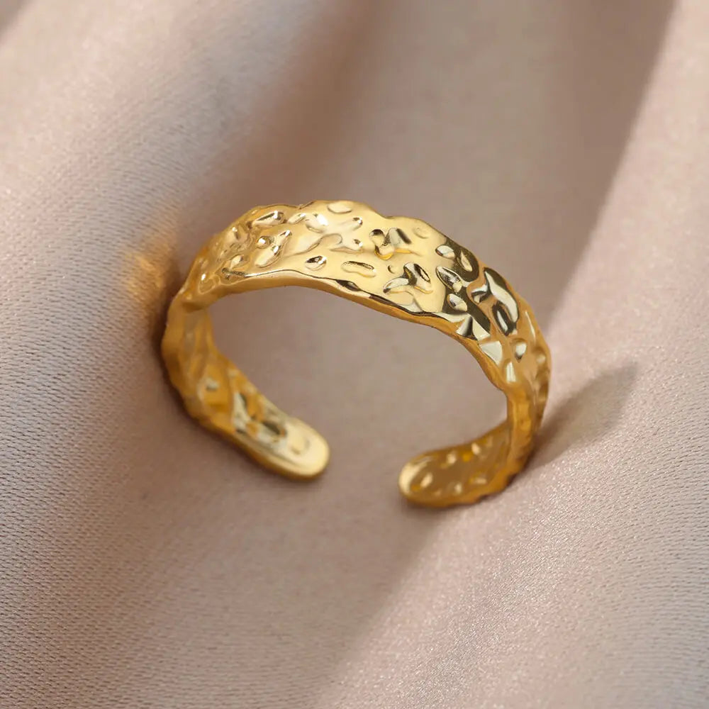 Varelia Geometrische Ring – Champagnekleurige Roestvrijstalen Openingsring