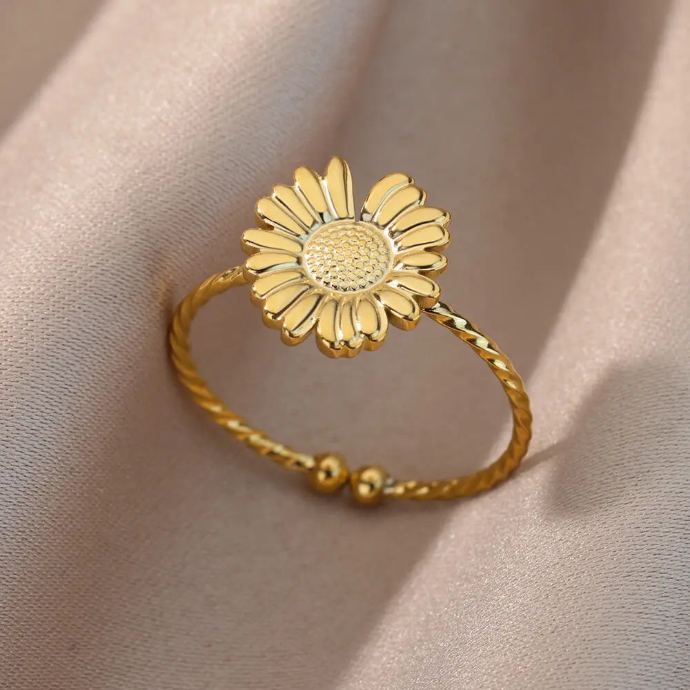 Varelia Geometrische Ring – Champagnekleurige Roestvrijstalen Openingsring