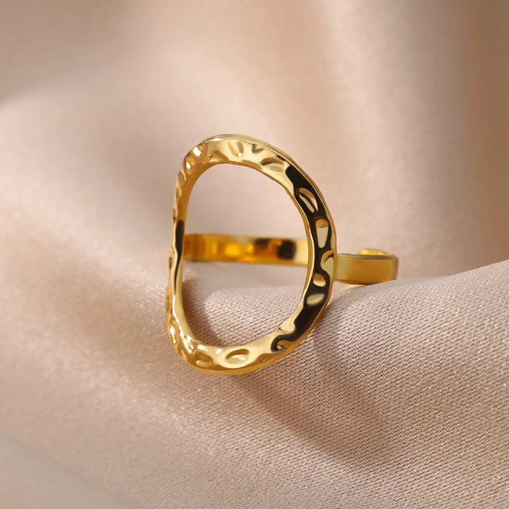 Varelia Geometrische Ring – Champagnekleurige Roestvrijstalen Openingsring