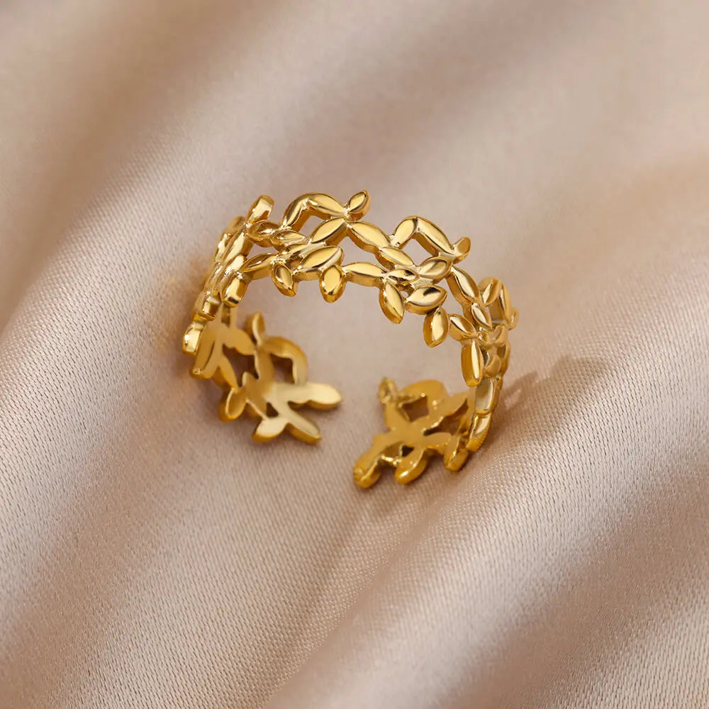 Varelia Geometrische Ring – Champagnekleurige Roestvrijstalen Openingsring