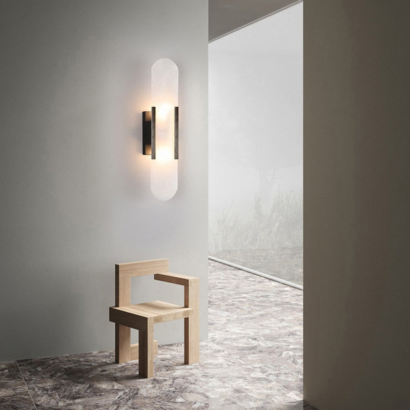 Márbilo Wandlamp – Luxe Spaans Marmer met Koperen Afwerking & Warme LED-Verlichting