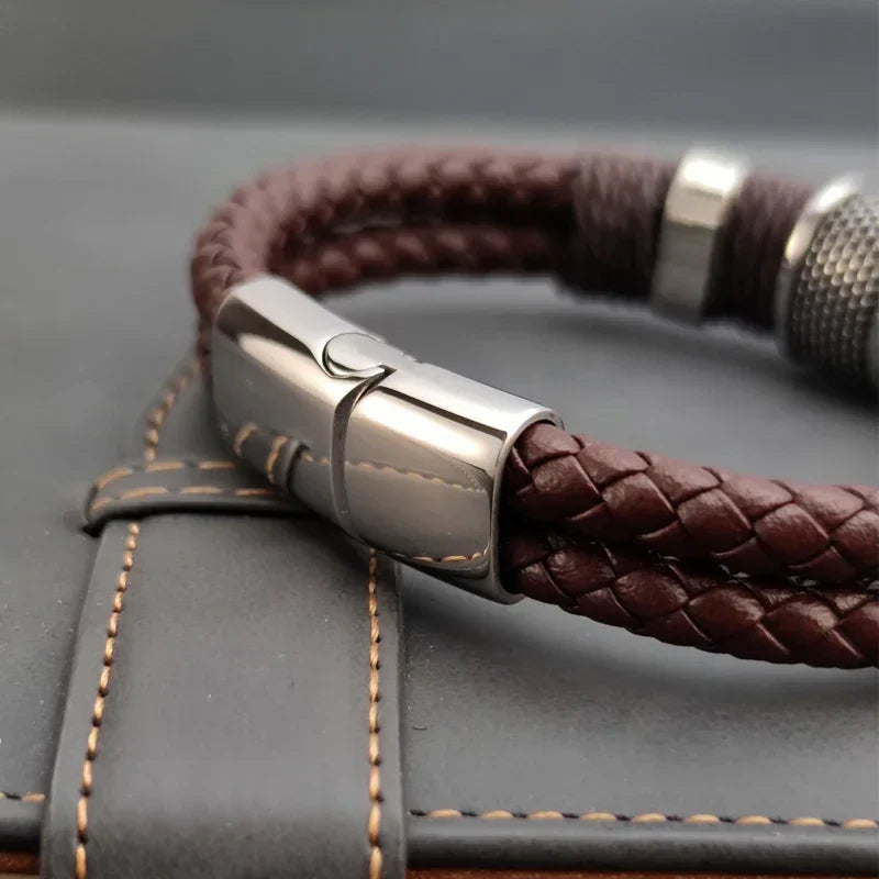 Leren Herenarmband – Stoer Meerlaags Gevlochten Ontwerp