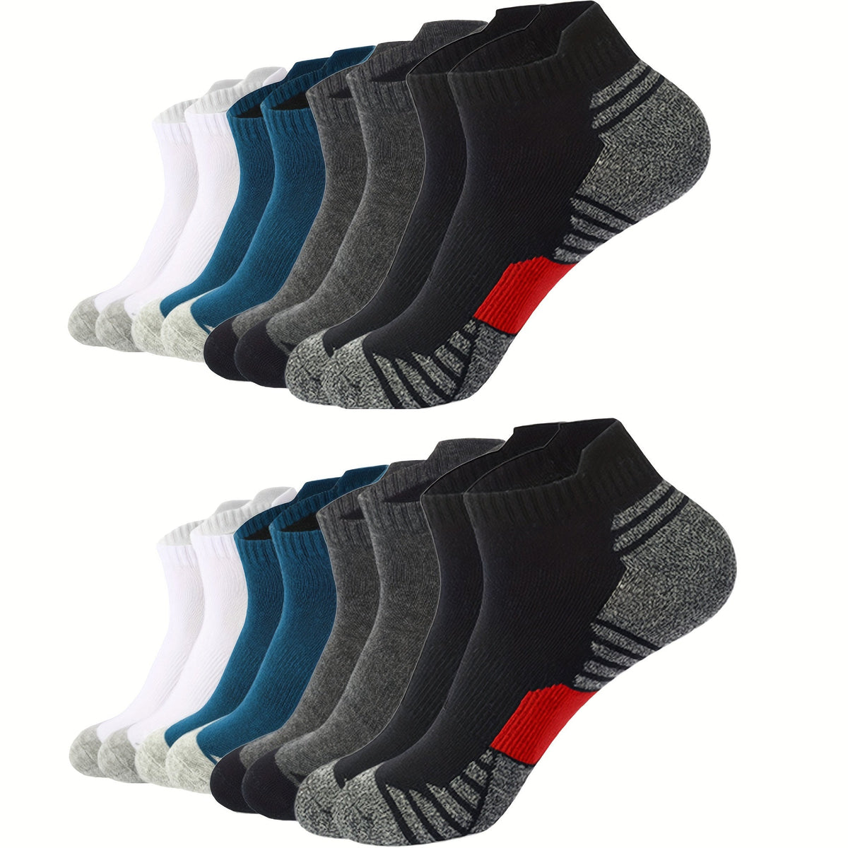 Heren Sokken Set 12 Paar Ademend Comfortabel voor Dagelijks Gebruik Katoen en Synthetisch Meerkleurig Zwart Wit Blauw Grijs | Sansoti 4
