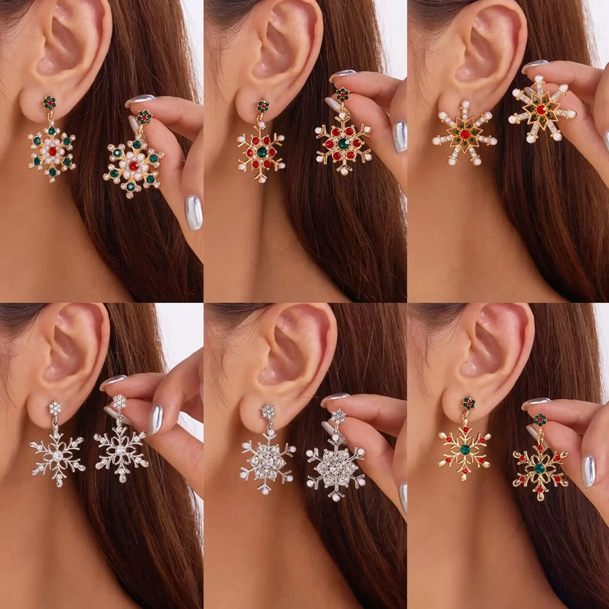 Lunessia Sneeuwvlok Oorbellen – Multicolor Zirkonia & Parel, Lichtgewicht & Elegant voor Feestelijke Gelegenheden