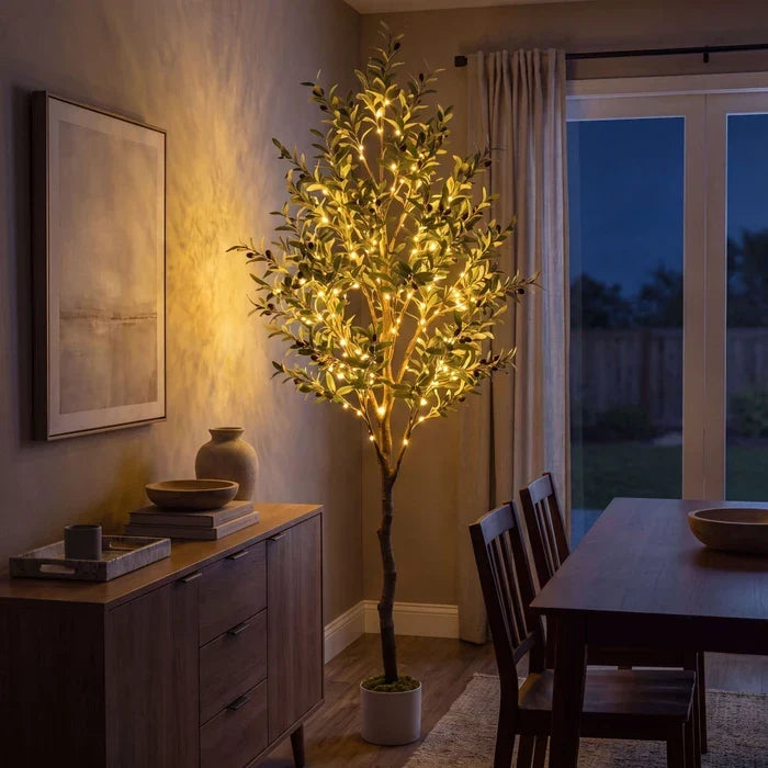 Lighted Olive Tree – Fairy Lights Among Green Olive Leaves for Cozy Corners Tevako