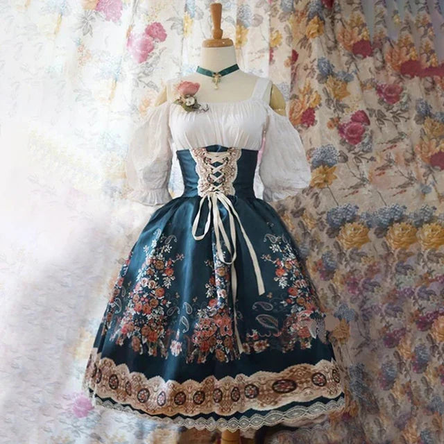 AlpenHarriot – Elegante Dirndljurk met Schort & Blouse – Oktoberfest Dames