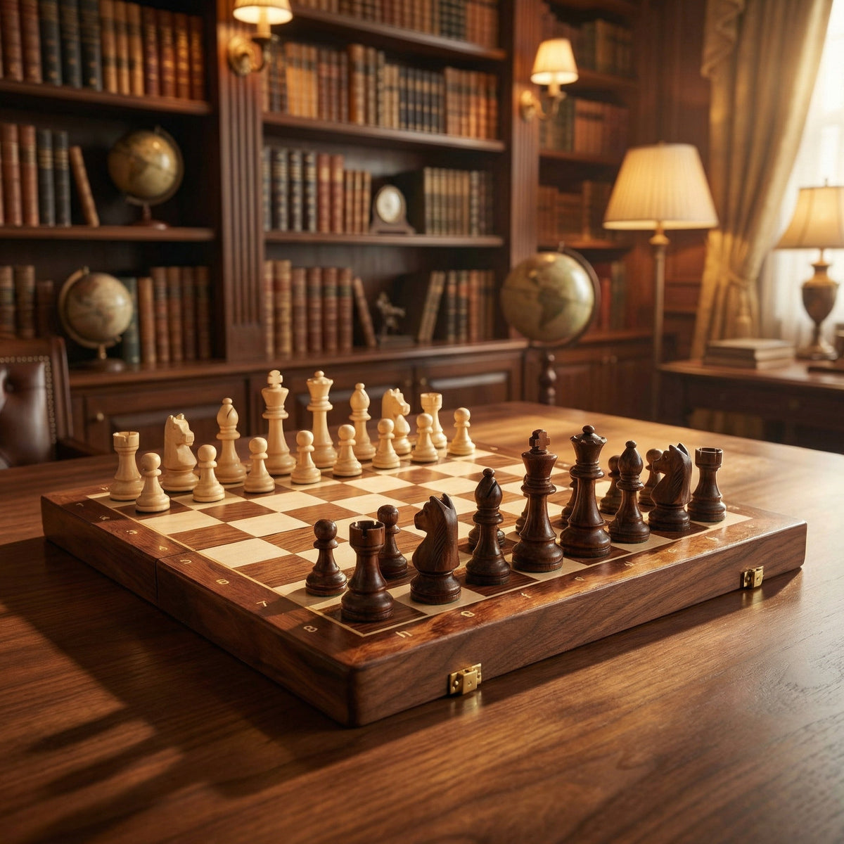 Opvouwbare houten schaakset – Massief hout, luxe stukken & compacte opberging