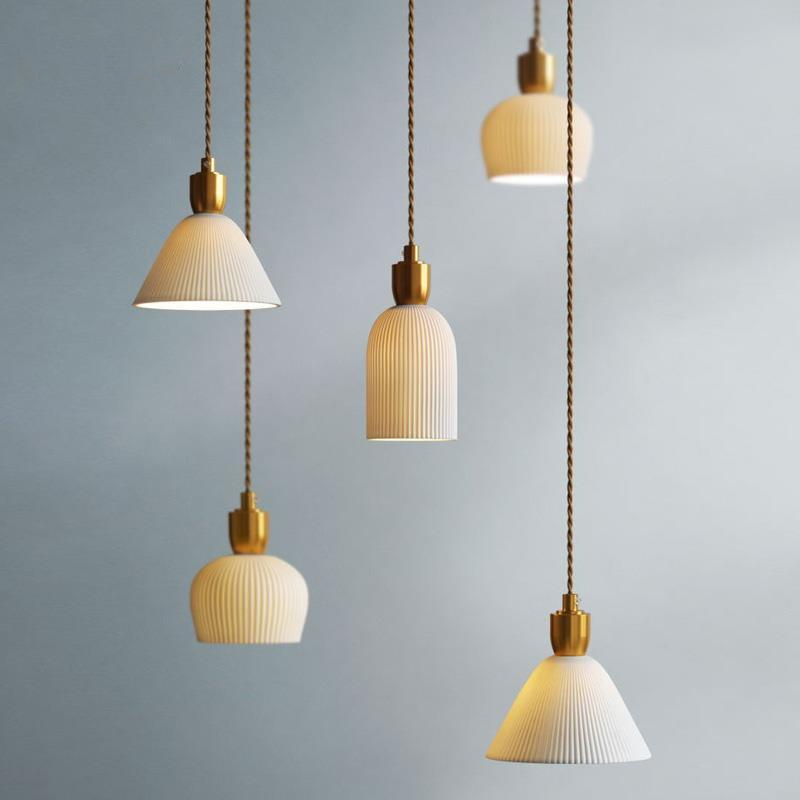 Lumivio Hanglamp – Geplooid Keramiek & Messing, Modern Design in 3 Stijlen