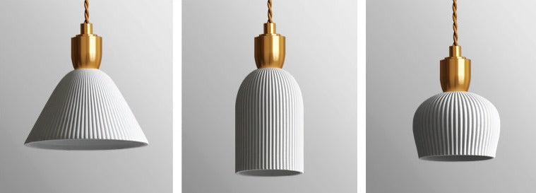Lumivio Hanglamp – Geplooid Keramiek & Messing, Modern Design in 3 Stijlen