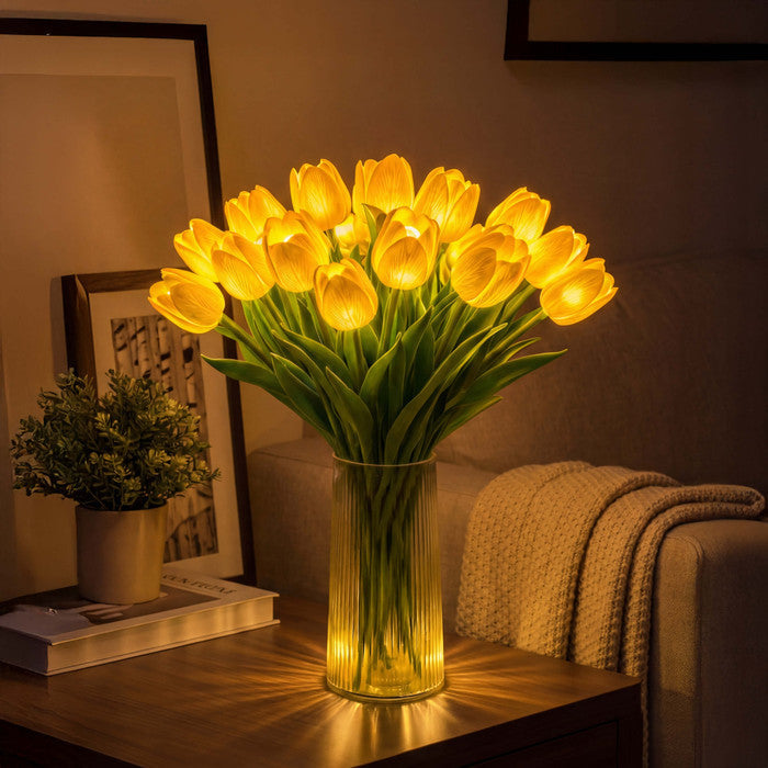 LED Tulip Bouquet Lamp – Glowing Artificial Tulips with Warm Ambient Light Tevako