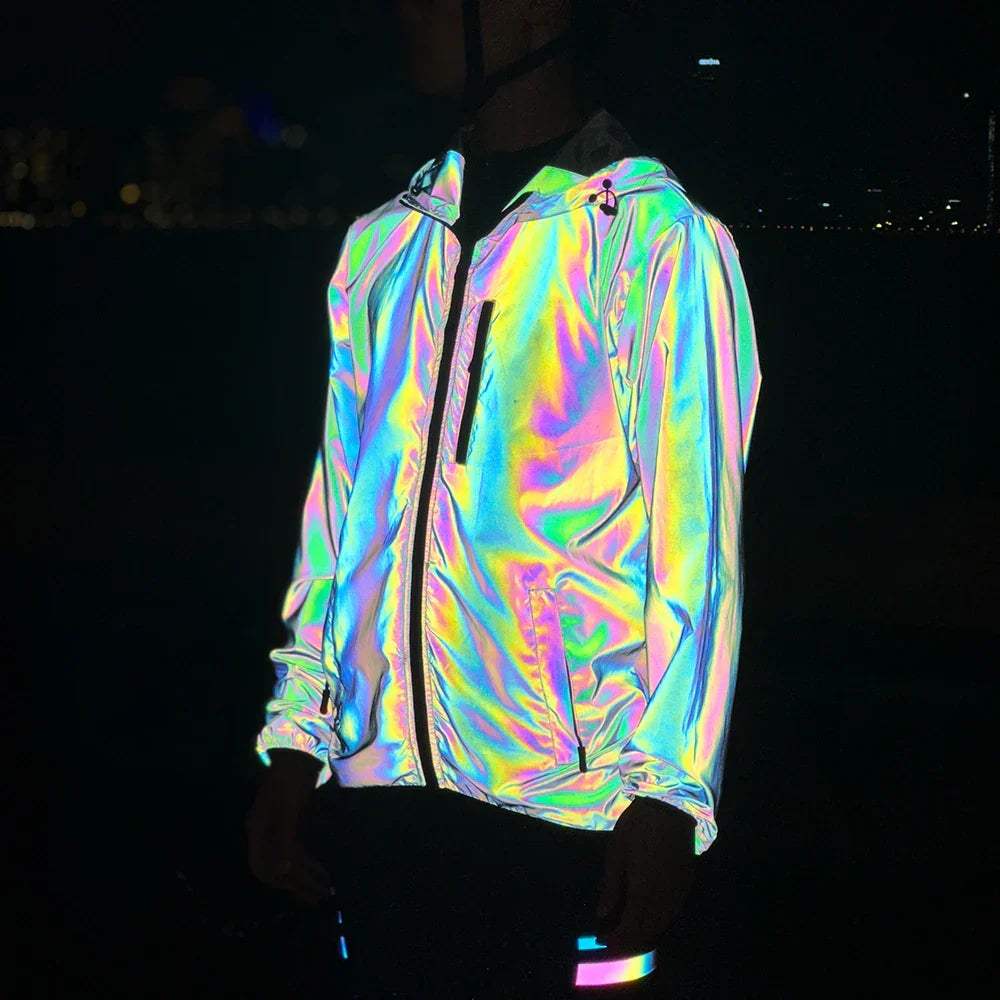 ReflectaGear Fietsjack – Reflecterend Winddicht & Waterafstotend Jack met Capuchon voor Veilig Nachtfietsen